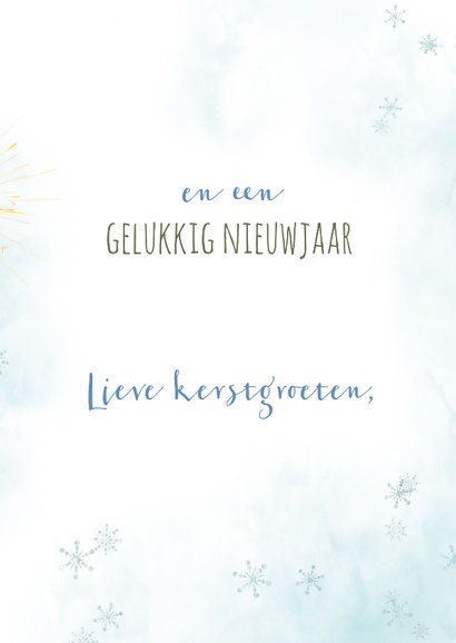 Kerstkaart hert, klein hertje en vuurwerk 3