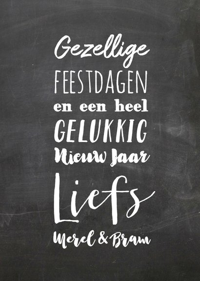 Kerstkaart hert op krijt- of schoolbord 3