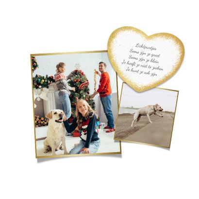 Kerstkaart hertjes goud persoonlijk foto gedicht kerstboom 2