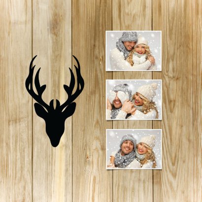 Kerstkaart hip hert hout, krijtbord en eigen foto's 2