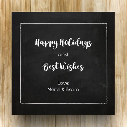Kerstkaart hip hert hout, krijtbord en eigen foto's 3