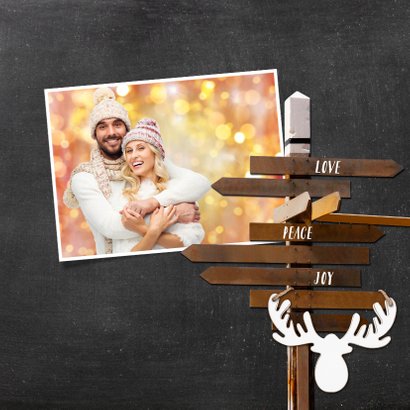Kerstkaart Hippe wegwijzer krijtbord 2