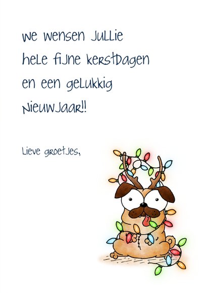 Kerstkaart hond - Pugs, kisses and Christmas wishes! 3