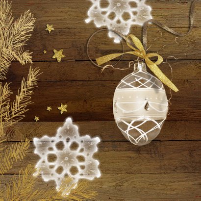 Kerstkaart hout goud chique met eigen foto 2