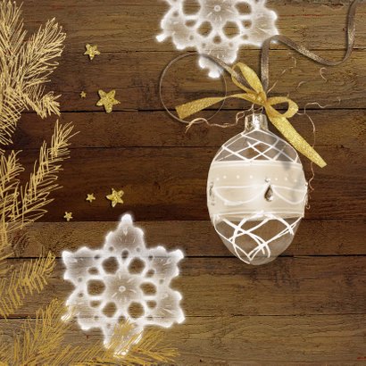 Kerstkaart hout goud chique 2