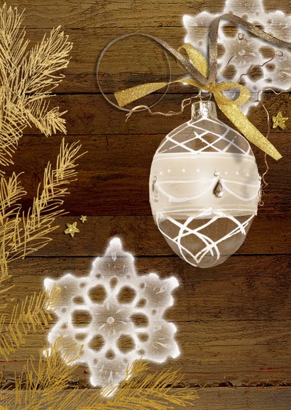 Kerstkaart hout goud met eigen foto 2
