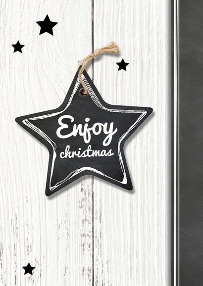 Kerstkaart houten achtergrond met ster label 2