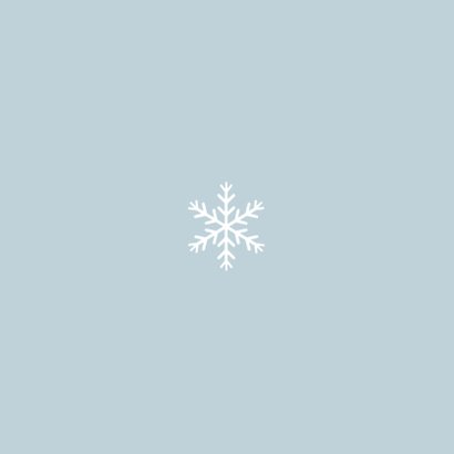 Kerstkaart ice blue winter foto sneeuwvlokjes Achterkant