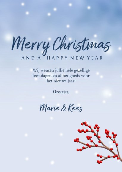 Kerstkaart illustratie hert met hulst besjes 3