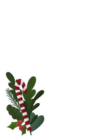 Kerstkaart illustratie zuurstok met kersttakjes 2