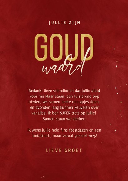 Kerstkaart jullie zijn goud waard met hart van goud 3