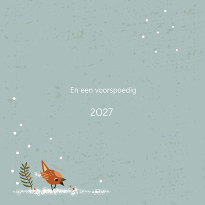 Kerstkaart - kabouter met vogel 2