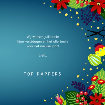Kerstkaart kapper met vrolijke illustratie 3