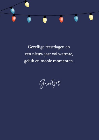 Kerstkaart - kat in wirwar van kerstlampjes 3