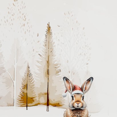 Kerstkaart kerst konijn bos 2