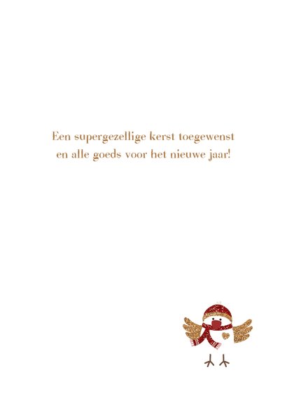 Kerstkaart Kerst Vogeltje Goud 3