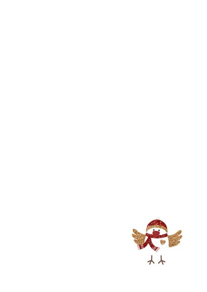 Kerstkaart Kerst Vogeltje Goud 3