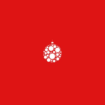 Kerstkaart kerstbal cirkels en tekst Achterkant