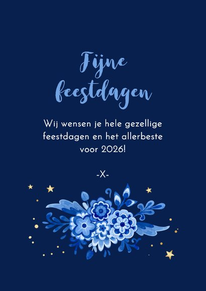 Kerstkaart kerstbal delfts blauwe bloemen kerstgroetjes 3