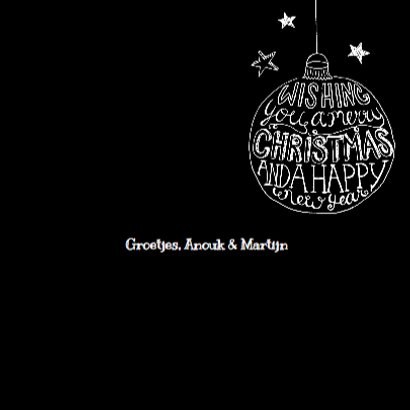 Kerstkaart kerstbal zwart-wit 3