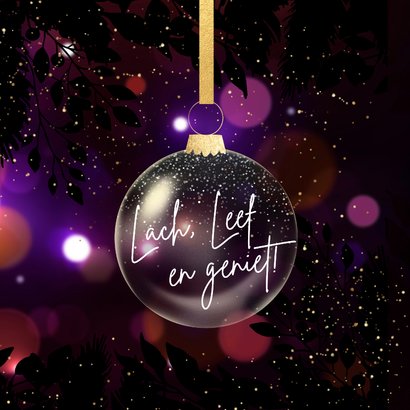 Kerstkaart kerstballen 2026 paars rood licht 2