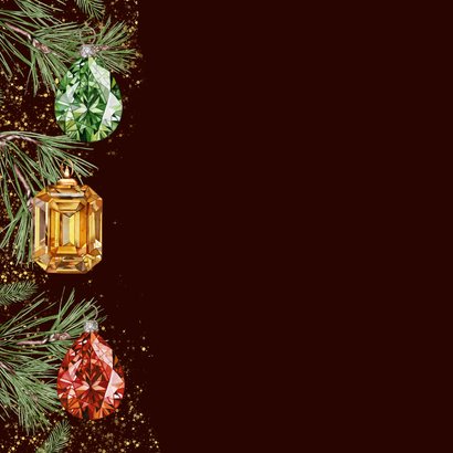 Kerstkaart kerstballen edelstenen 2