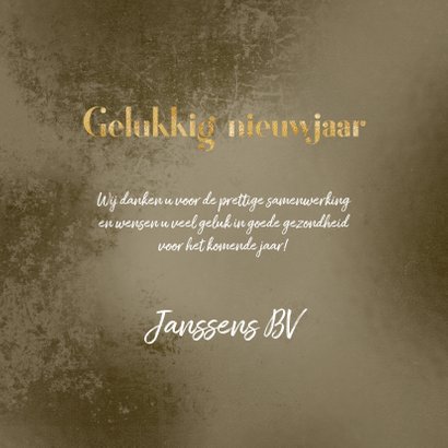 Kerstkaart kerstballen goud met wit op brons 3