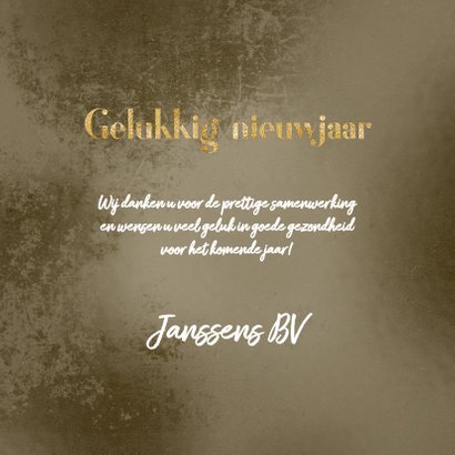 Kerstkaart kerstballen goud met wit op brons 3