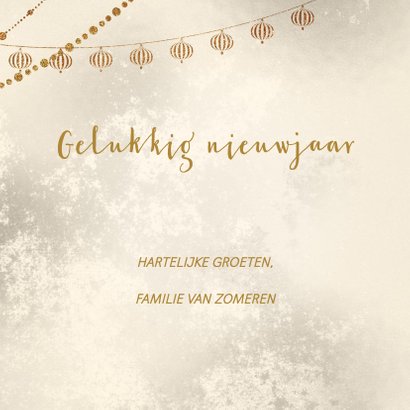 Kerstkaart kerstballen goud met wit 3