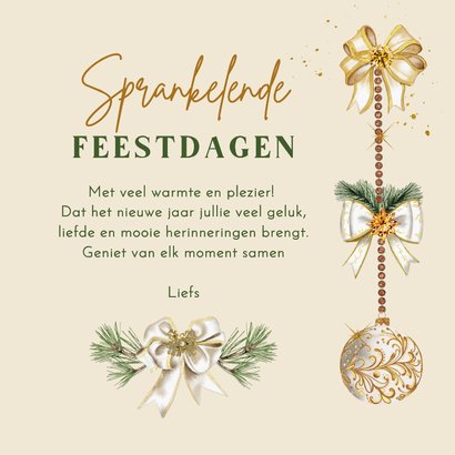 Kerstkaart kerstballen met strikken 3