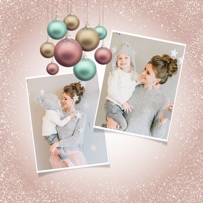 Kerstkaart kerstballen pastel kleuren 2