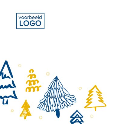 Kerstkaart kerstbomen blauw en goud 2