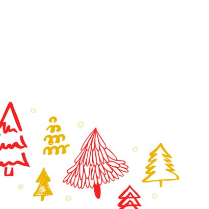 Kerstkaart kerstbomen rood en goud 2