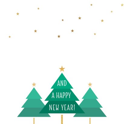 Kerstkaart kerstbomen sterren 2