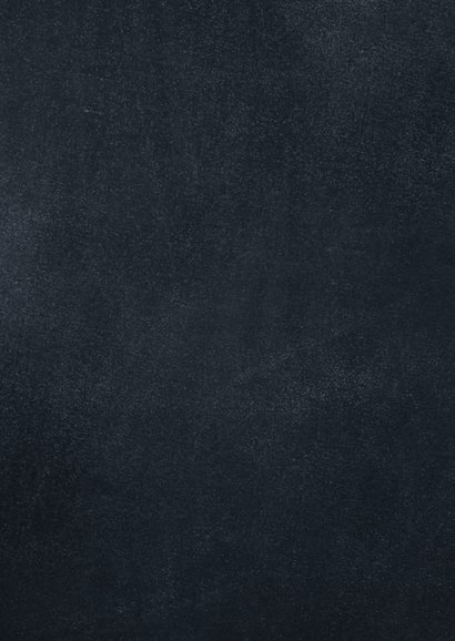 Kerstkaart kerstboom goud op krijtbord Achterkant