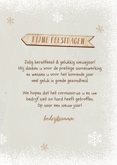 Kerstkaart kerstboom hout industrieel ster sneeuw positief 3