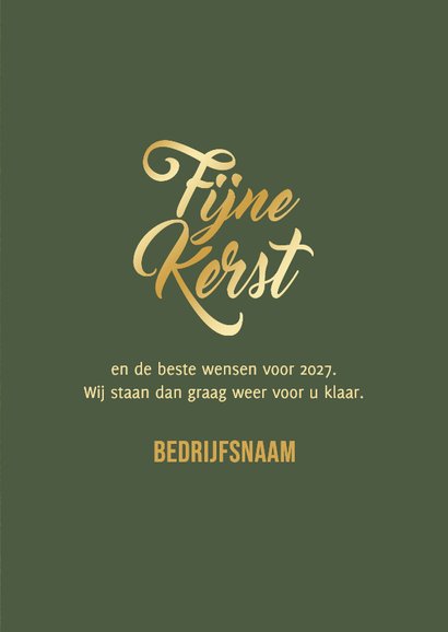 Kerstkaart kerstboom label goud groen sterren beste wensen 3