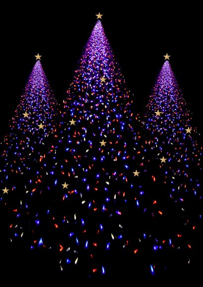 Kerstkaart kerstboom lichtjes en foto 2