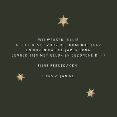 Kerstkaart kerstboom sterren goud 3