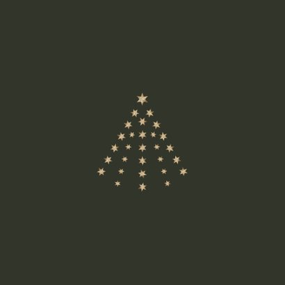 Kerstkaart kerstboom sterren goud Achterkant