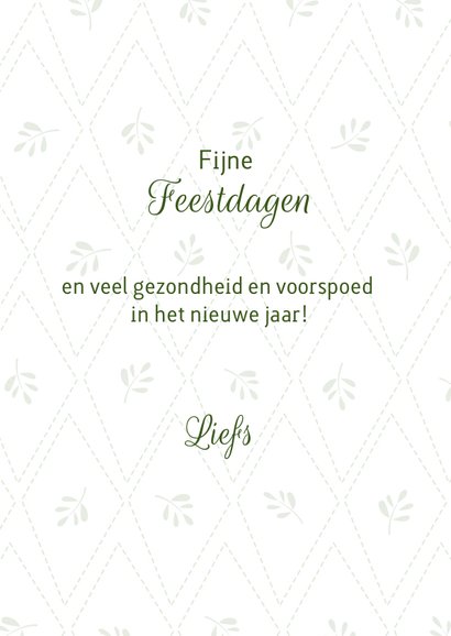 Kerstkaart - kerstboom vol met tekst en lekkernij 3