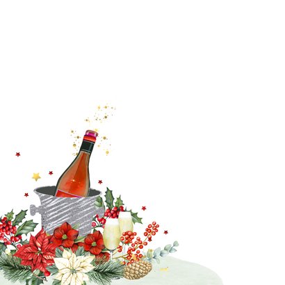 Kerstkaart kerstborrel champagne botanische takken 2