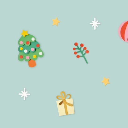 Kerstkaart kerstfiguren mintgroen 2