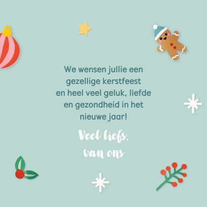 Kerstkaart kerstfiguren mintgroen 3