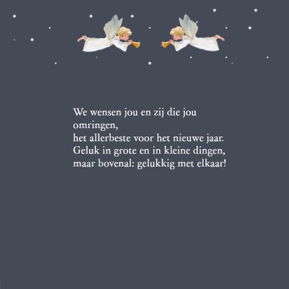 Kerstkaart Kersthuis met engelen 3