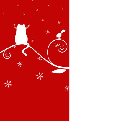 Kerstkaart kerstkat en kerstvogeltjes 2