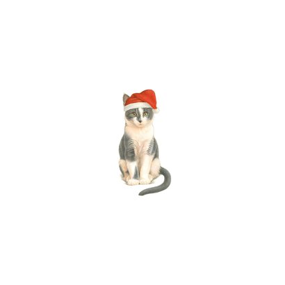 Kerstkaart Kerstkitten met kerstmuts en kerstballen Achterkant