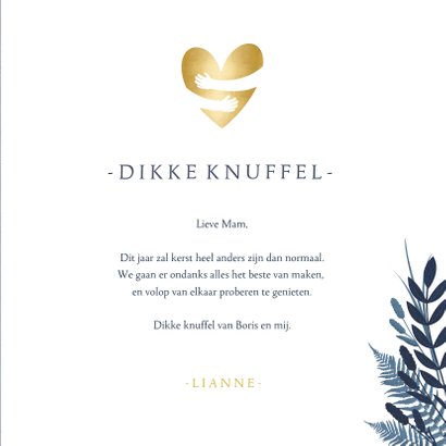 Kerstkaart kerstknuffel bij ziekte of verdriet - gouden hart 3