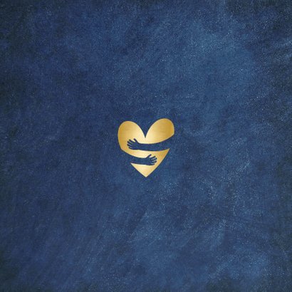 Kerstkaart kerstknuffel bij ziekte of verdriet - gouden hart Achterkant