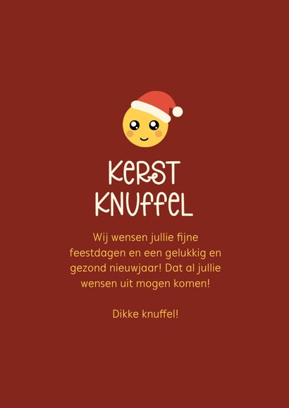 Kerstkaart kerstknuffel lieve emoji met kerstmuts 3